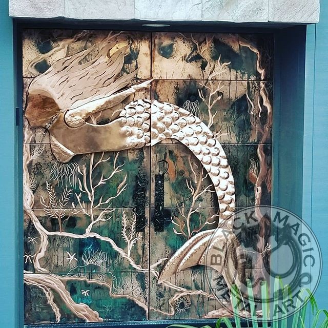 copper doors with custom art