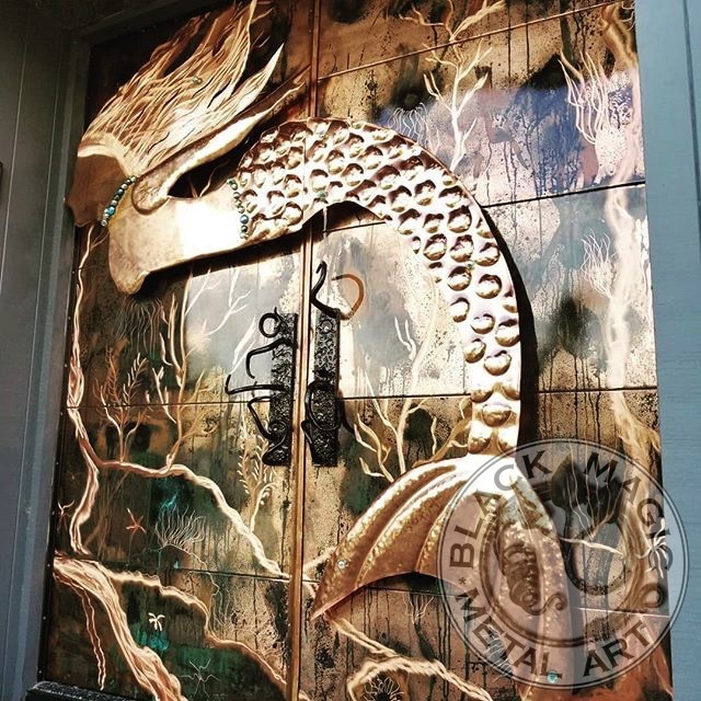 copper doors with custom art