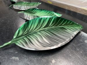 Custom metal leaves for sculptural installation
