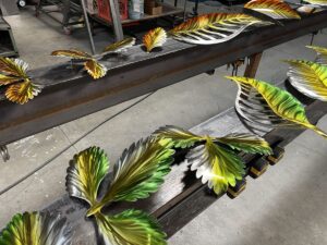 Production of custom metal leaves for sculptural installation