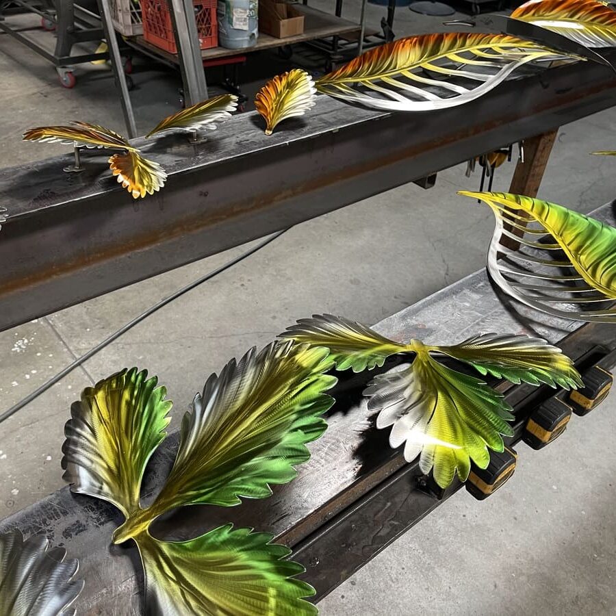 Production of custom metal leaves for sculptural installation