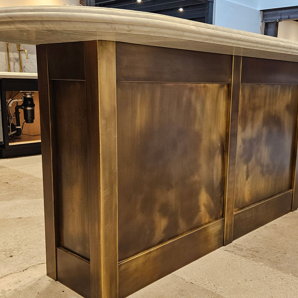 custom metal bar front fabricated and installed